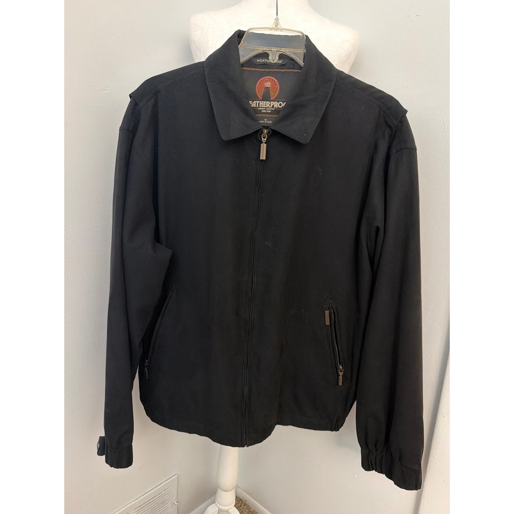 Weatherproof Garment Co Mens XL Black Microfiber Golf Jacket Full Zip Coat